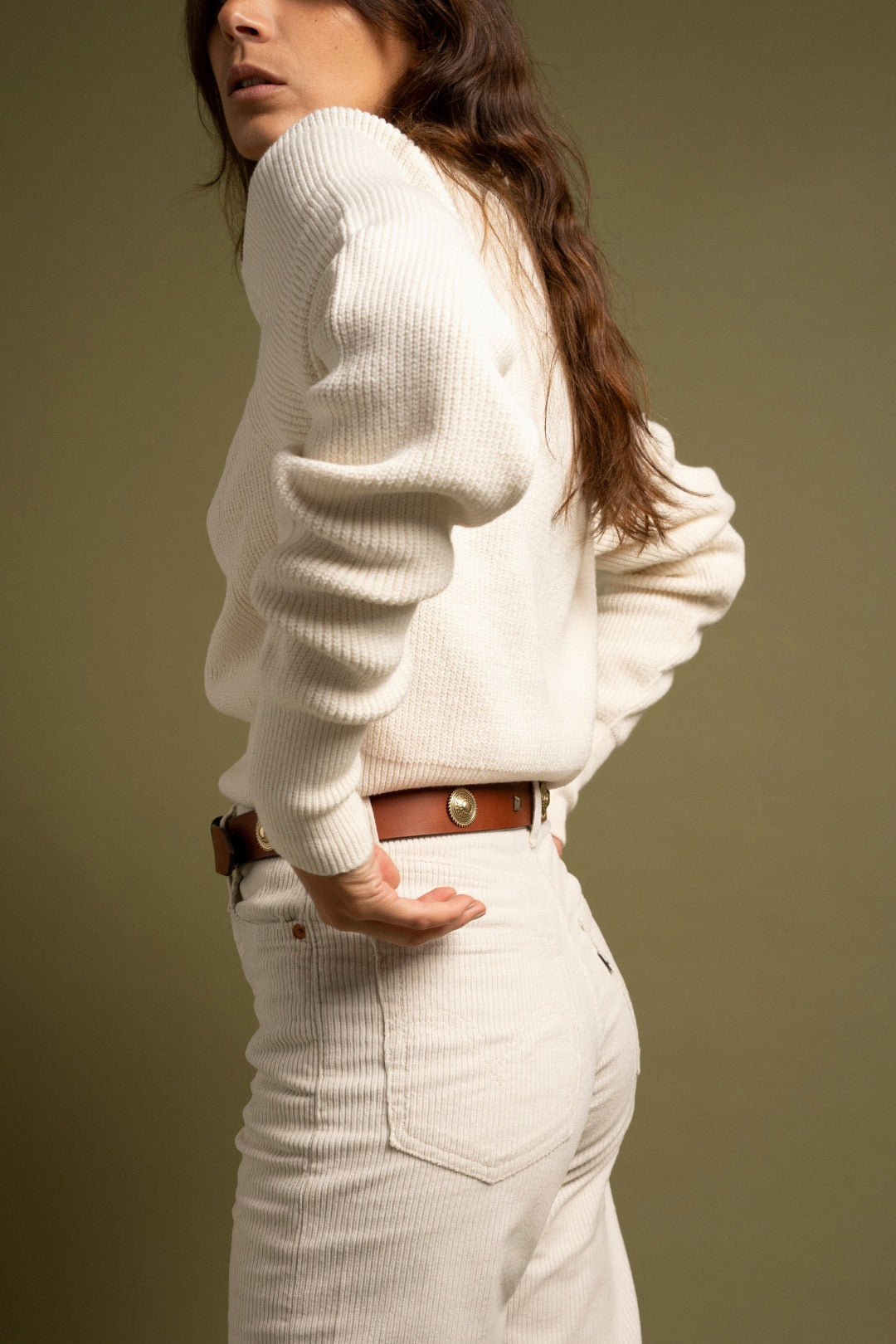 CINTURA STUDS TABACCO