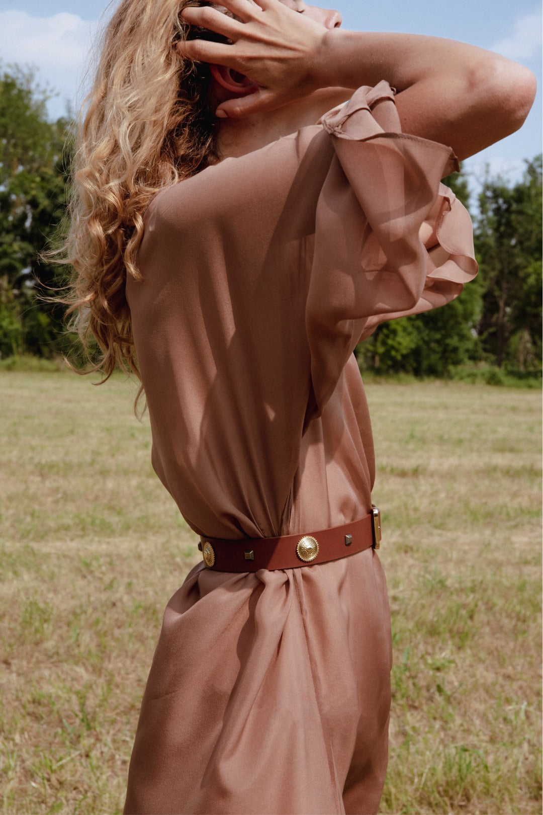 CINTURA STUDS TABACCO
