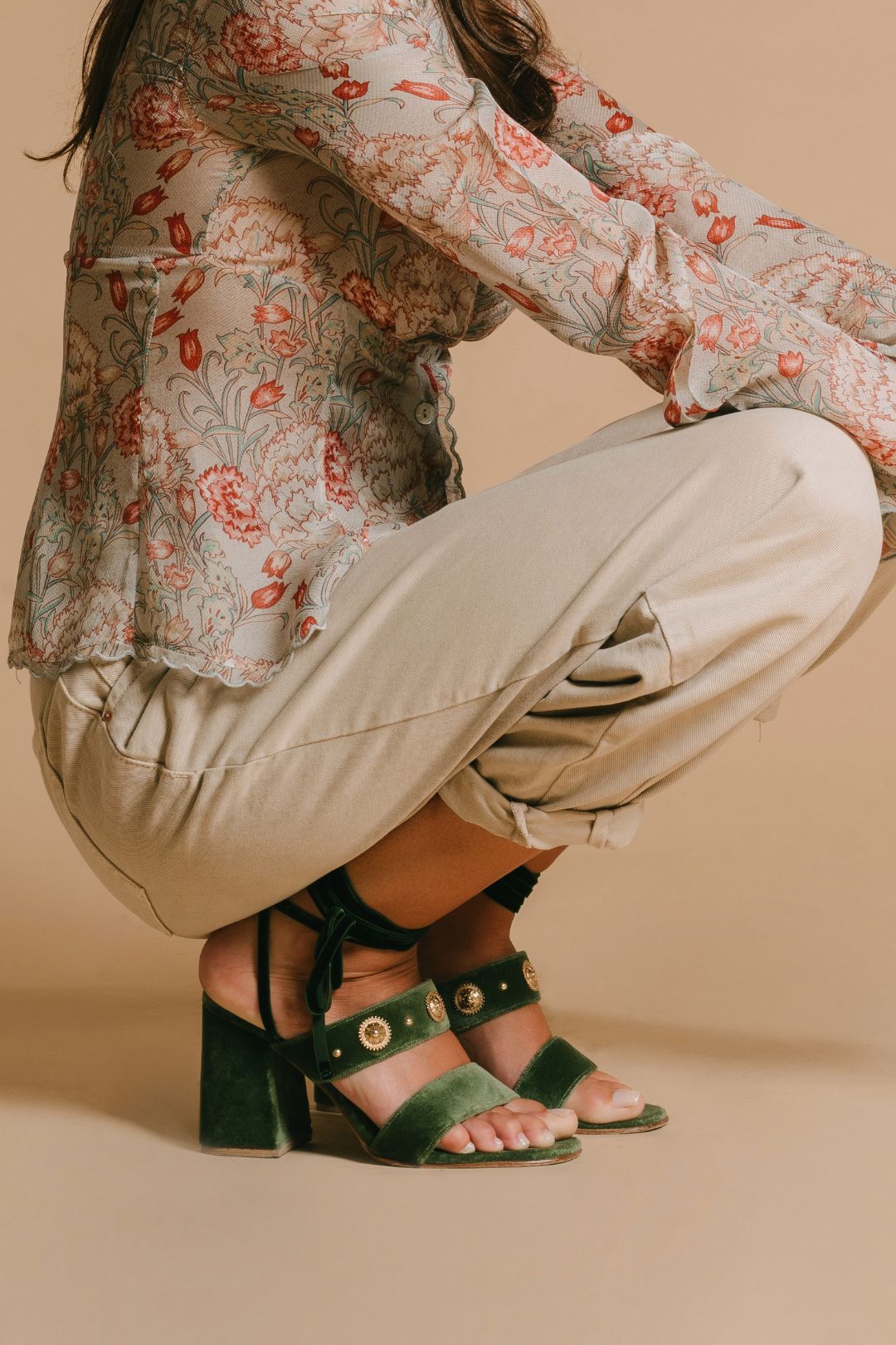 VELVET STUDS TACCO GREEN