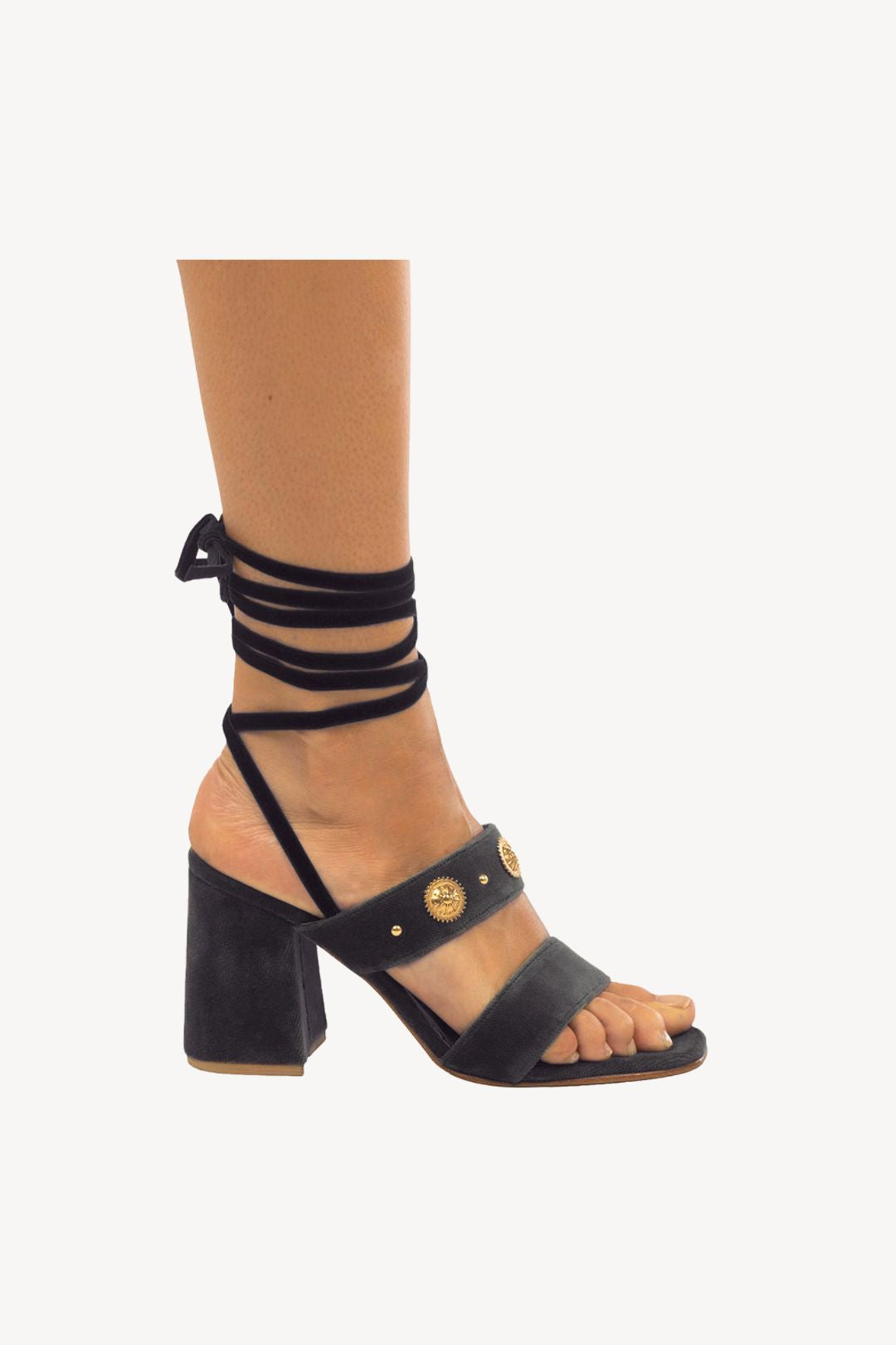 VELVET STUDS TACCO GREY
