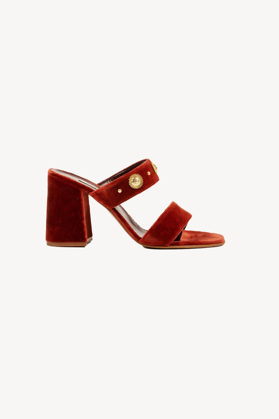 VELVET STUDS TACCO MATTONE