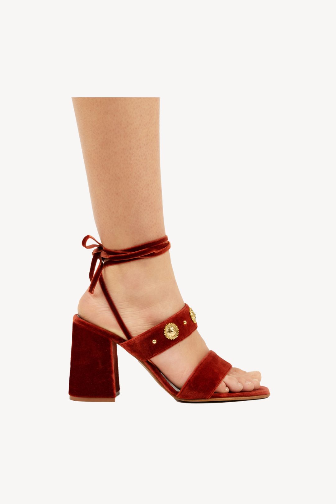 VELVET STUDS TACCO MATTONE
