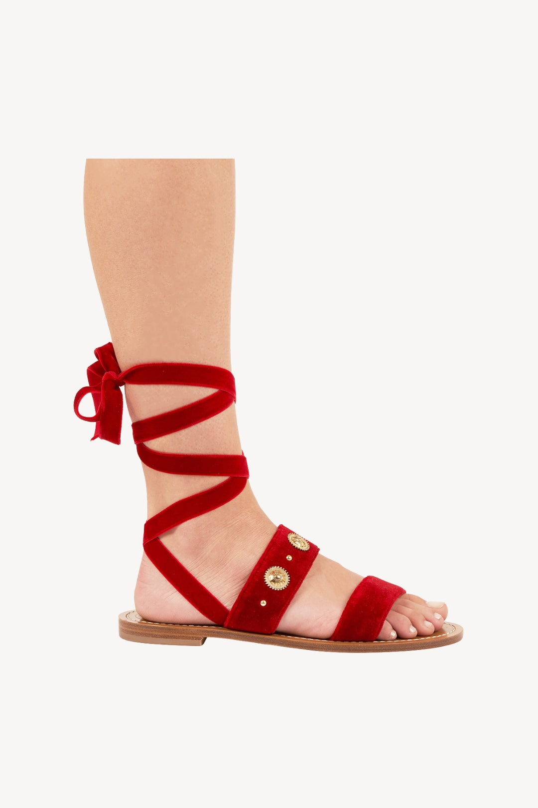 VELVET STUDS ROSSO